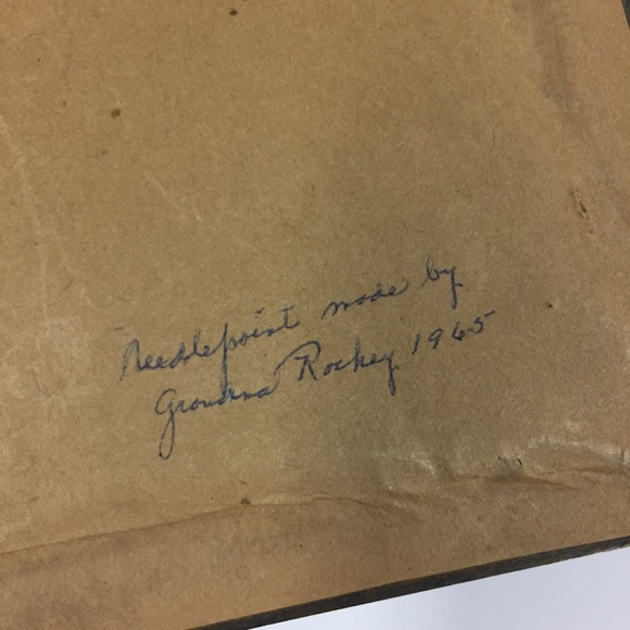 VTG 1965 Framed Needlepoint Red Bird Cardinal - Picture 5 of 5